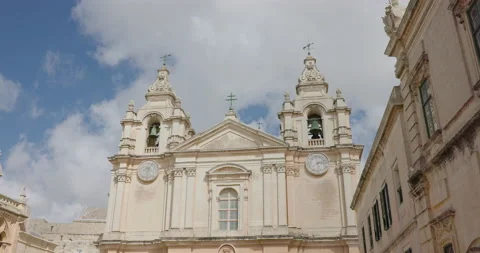 Cathedral of St. Peter and St. Paul in Mdina, Malta Stock Footage 238821843