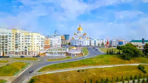 Cathedral of St righteous warrior Feodor Ushakov. Watercolor illustration. Sa Ilustración de archivo