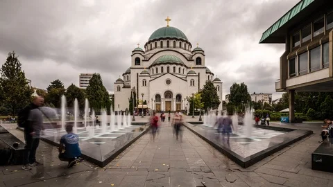 Cathedral of St. Sava in Belgrade Stock Footage 96000825