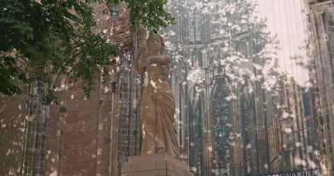 Cathedral Stone Statue 8K View Stock Footage 340595775