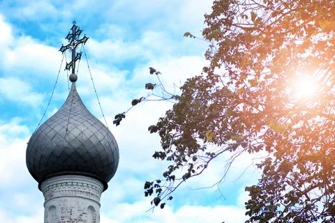 Cathedral on  sunset tree Stock Photos