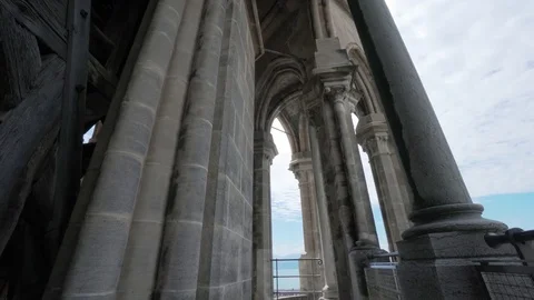 Cathedral Tower - ancient stone architecture Stock Footage 79923650