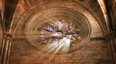 Cathedral window with sun lights Stock Footage 873998