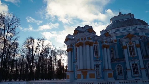 Catherine Park in Pushkin in winter Stock Footage 84209282