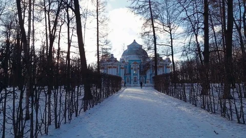 Catherine Park in Pushkin in winter Stock Footage 84209366