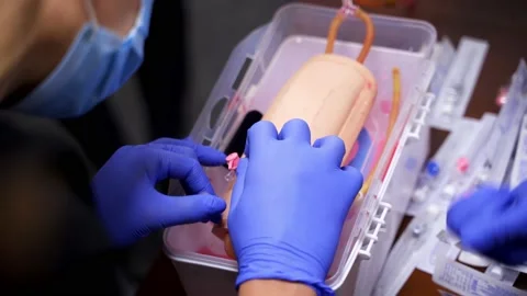 Catheter insertion learning. Stock Footage 143590349