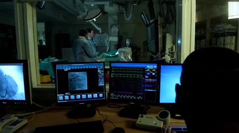 Catheterization room Surgeon Control Stock Footage 44240879