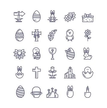 Catholic and easter icon set, line style design Stock Illustration