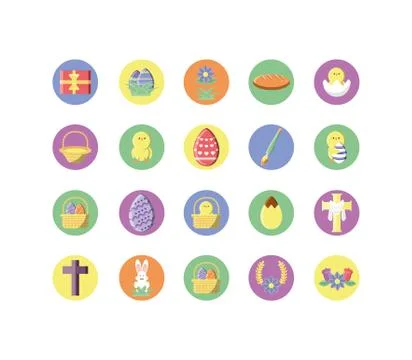 Catholic and easter icon set, block style design Stock Illustration