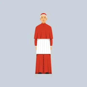 Catholic Cardinal in red robe, representative of religious confession vector Stock Illustration