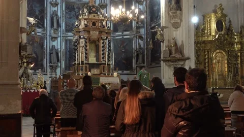 Catholic Cathdral evening mass Stock Footage 176982805