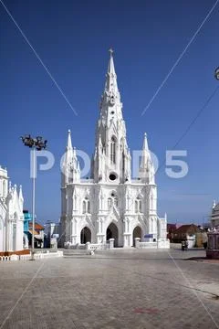 Catholic Church (Church of Our Lady Ransom) in Kanyakumari,Tamil Nadu, India. Stock Photos