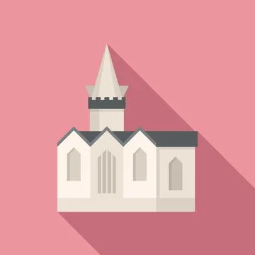 Catholic church icon flat vector. Building wedding Stock Illustration