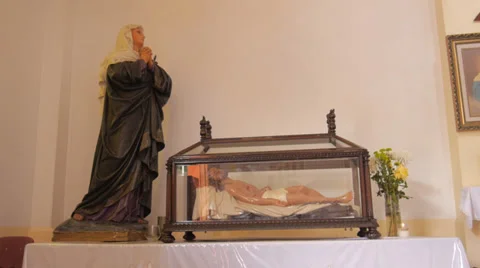 Catholic church interior 5 - Virgin Mary and Christ Stock Footage 33037053