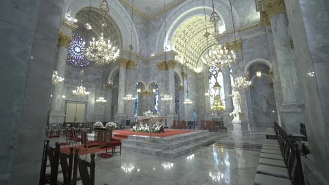 Catholic church interior beautiful pattern and decoration. Stock Footage 135299219