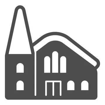 Catholic Church solid icon, Happy Easter concept, Church building sign on white Stock Illustration