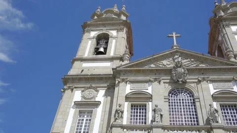 Catholic church with stone statues Stock Footage 80248182