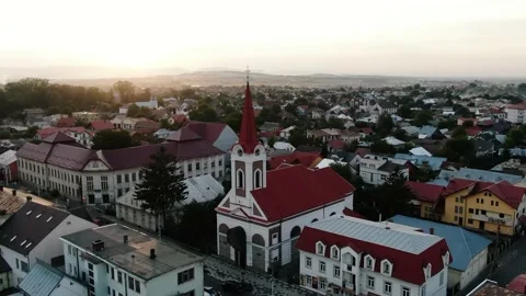 Catholic church at sunset Stock Footage 130433708