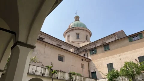 Catholic Convent and Cathedral Dome with Gallery and Courtyard 4K Stock Footage 316835946