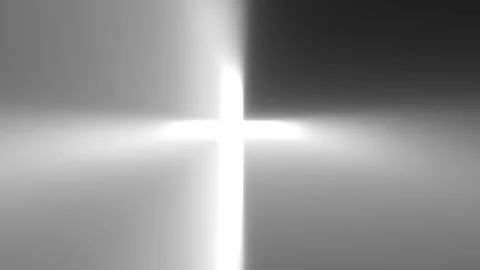 Catholic cross with intense light and mist in hypnotic motion - loop Video stock 286756819