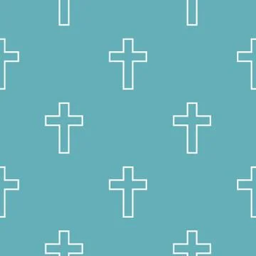 Catholic cross pattern seamless blue Stock Illustration