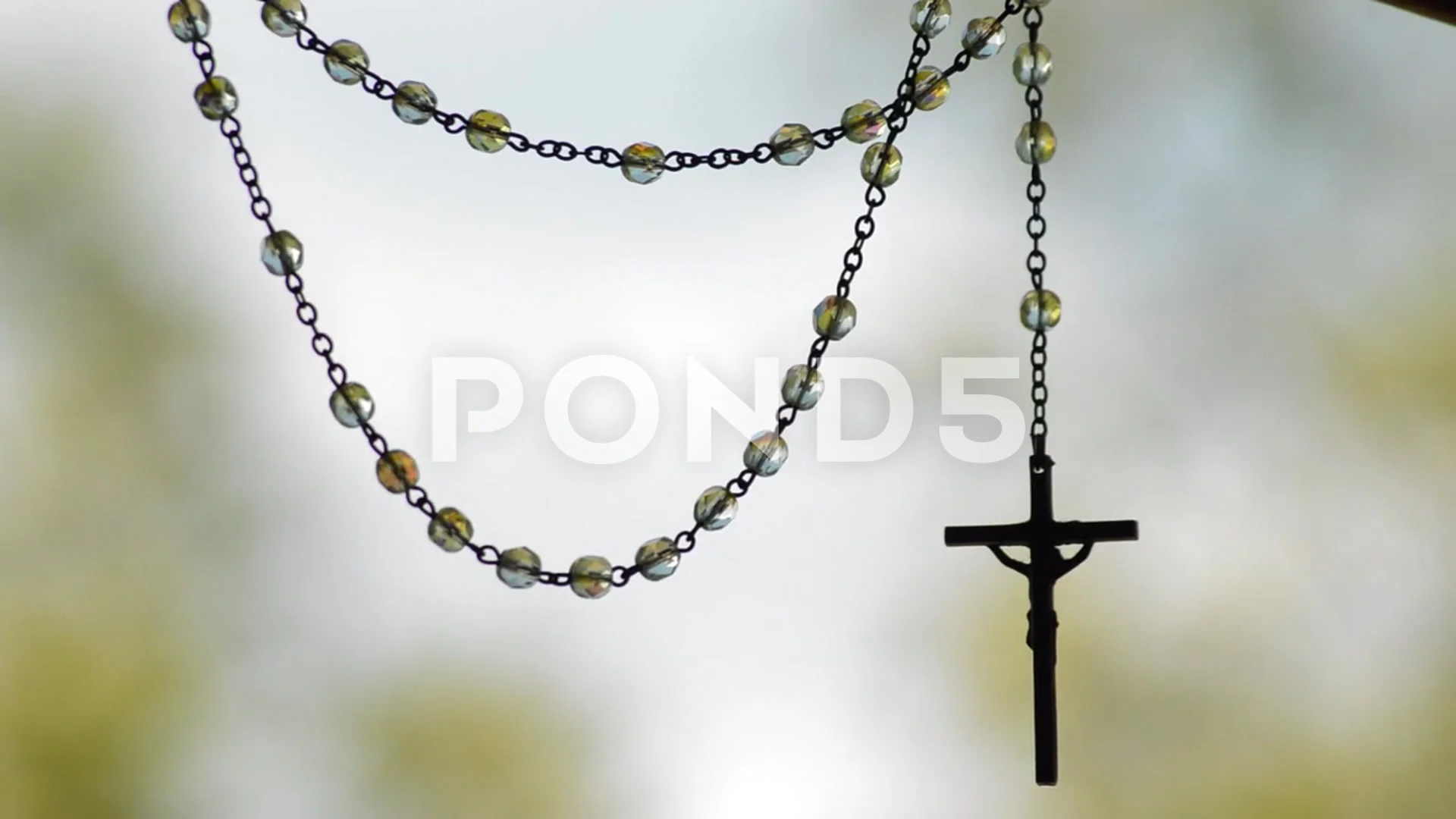 catholic crucifix rosary with natural ba... | Stock Video | Pond5