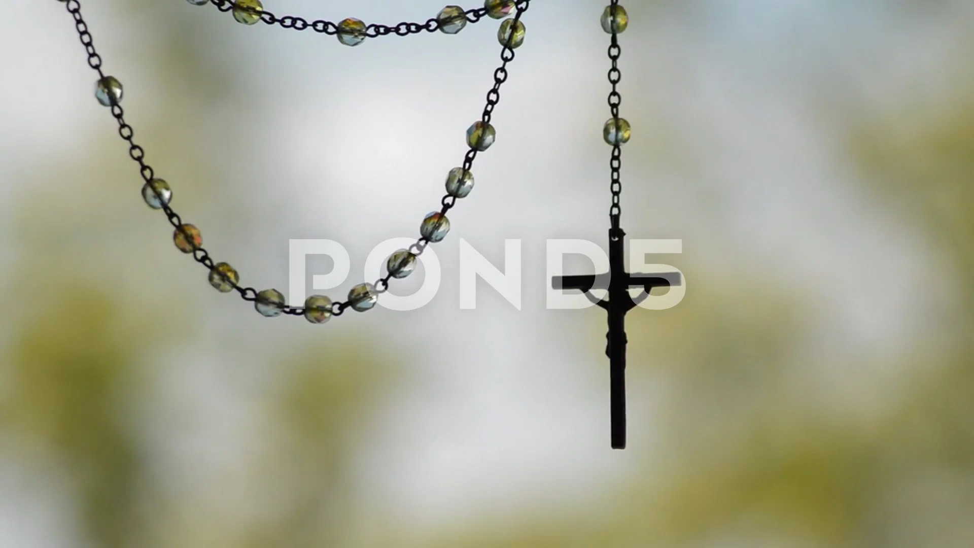 catholic crucifix rosary with natural ba... | Stock Video | Pond5
