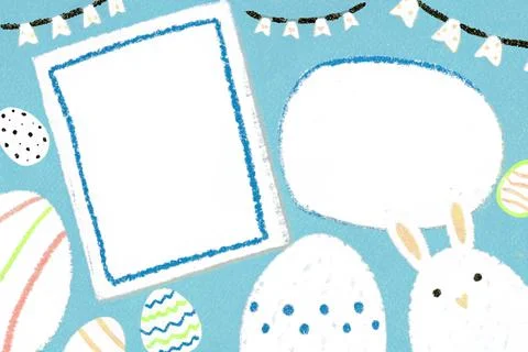 Catholic easter decoration: eggs and bunny ears, with a space for photos or Stock Illustration
