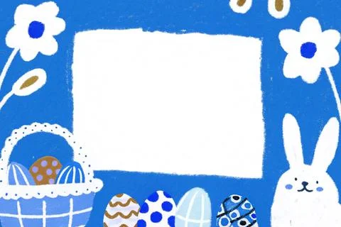 Catholic easter decoration: eggs and bunny ears, with a space for photos or Stock Illustration