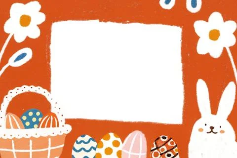 Catholic easter decoration: eggs and bunny ears, with a space for photos or Stock Illustration