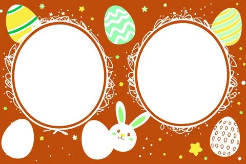 Catholic easter decoration: eggs and bunny ears, with a space for photos or Stock Illustration