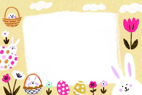 Catholic easter decoration: eggs and bunny ears, with a space for photos or Stock Illustration