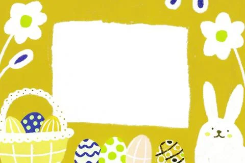 Catholic easter decoration: eggs and bunny ears, with a space for photos or Stock Illustration