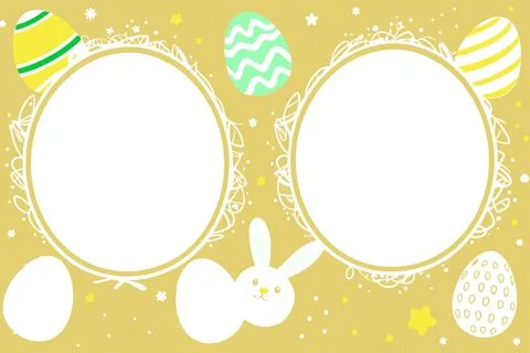 Catholic easter decoration: eggs and bunny ears, with a space for photos or Stock Illustration