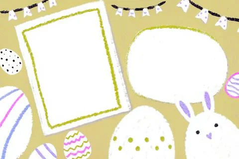 Catholic easter decoration: eggs and bunny ears, with a space for photos or Stock Illustration
