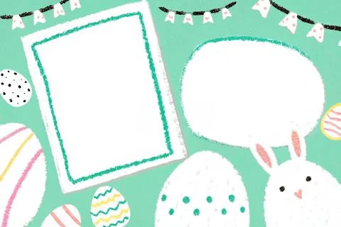 Catholic easter decoration: eggs and bunny ears, with a space for photos or Stock Illustration