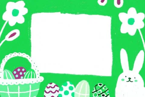 Catholic easter decoration: eggs and bunny ears, with a space for photos or Stock Illustration