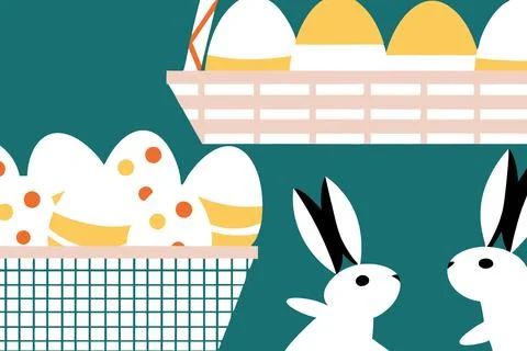 Catholic easter poster decoration: eggs and bunny ears Stock Illustration
