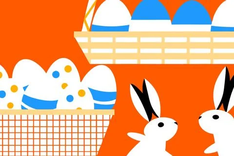 Catholic easter poster decoration: eggs and bunny ears Stock Illustration