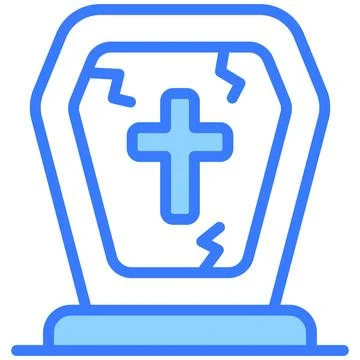 Catholic grave vector blue outline icon. Stock Illustration