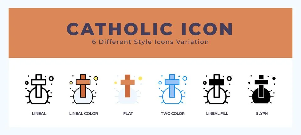Catholic icon illustration vector with different styles Stock Illustration