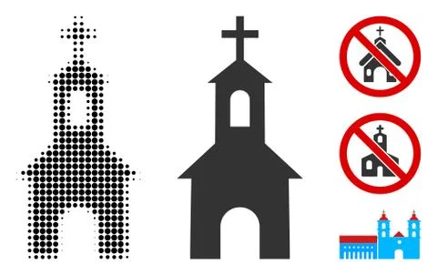 Catholic Kirch Halftone and Solid Icon Stock Illustration