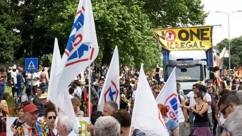 Catholic organization takes part to demonstration in Milan, Italy Video stock 76079916