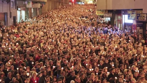Catholic People Procesion Stock Footage 78766879