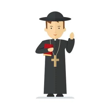 Catholic priest character 스톡 일러스트
