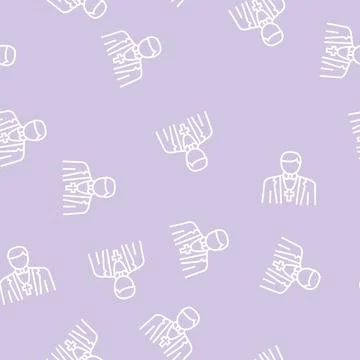 Catholic religion line seamless pattern Stock Illustration