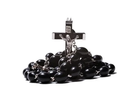 Catholic rosary with a crucifix Stock Photos