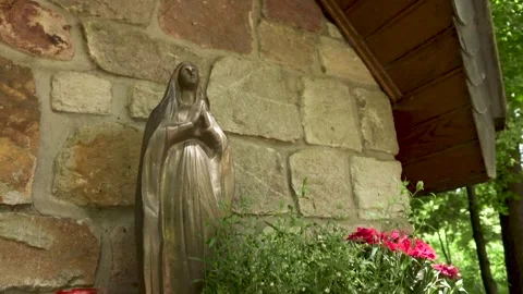 Catholic Statue of Mary in Well or Historical Park Stock Footage 325351370