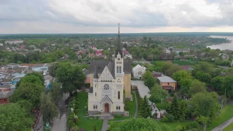 Catholic Temple Aerial Stock Footage 155096478