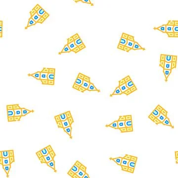 Catholic temple vector seamless pattern color 스톡 일러스트